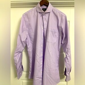 NEIMAN MARCUS Men’s Purple White Check Button Up Dress Shirt 15 34/35